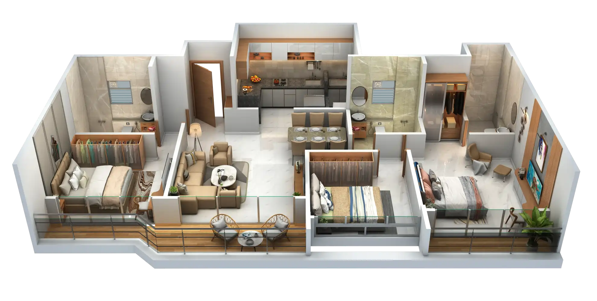 Spacious 2 BHK flat floor plan at Om Mangalam Samruddhi in Kiwale Pune